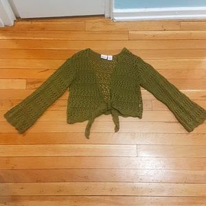 Crocheted green cover-up shrug size L